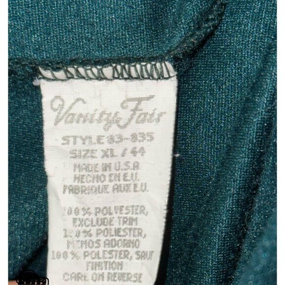 Vanity Fair Green Shevelva Night Gown Dress 3/4 zip up closure Size XL - Picture 7 of 7